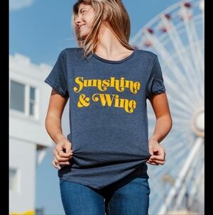 Crazy Dog Sunshine & Wine  T-Shirt - Blue
